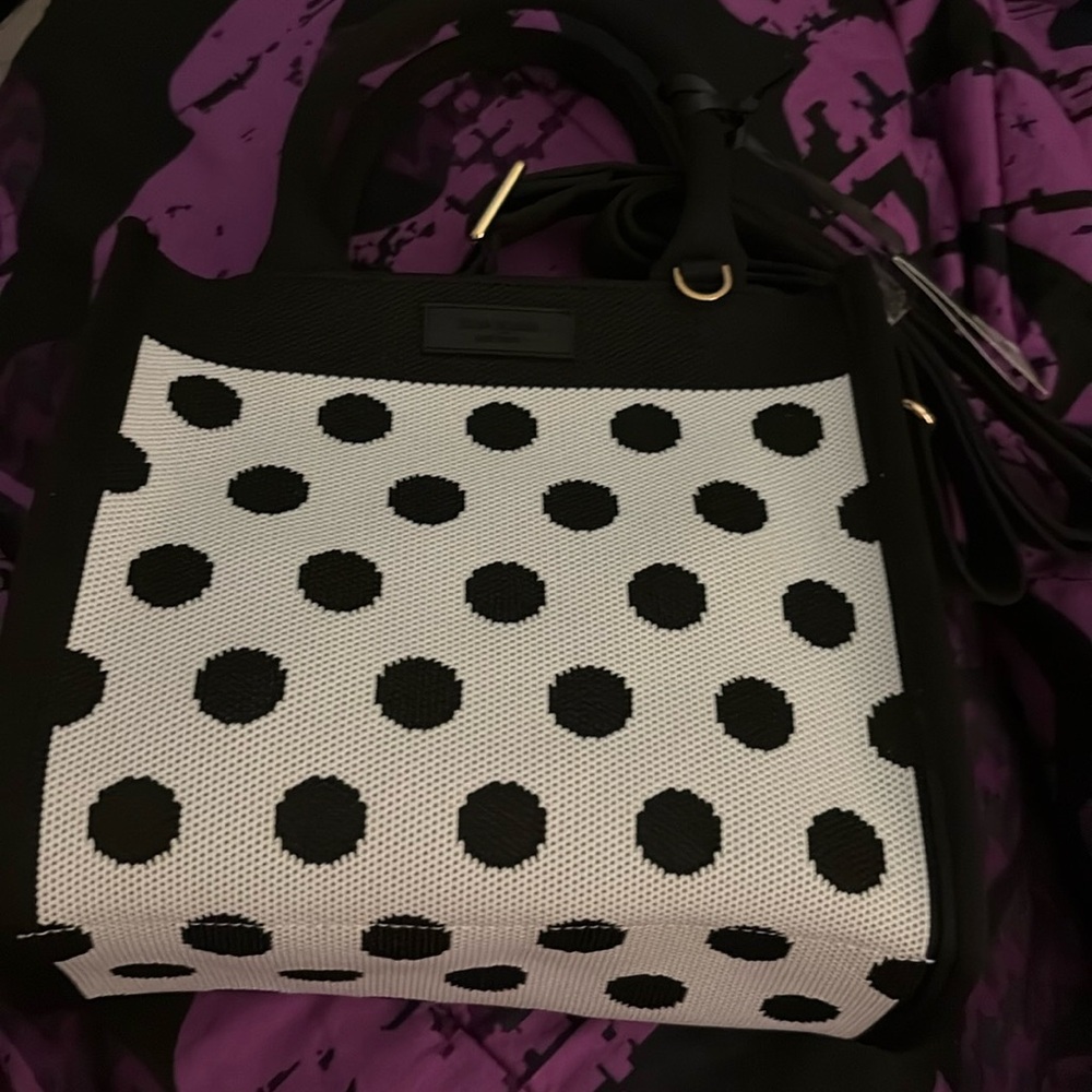 Kate Spade New York x Target Black White Polka Dot Knit Crossbody Handbag Purse